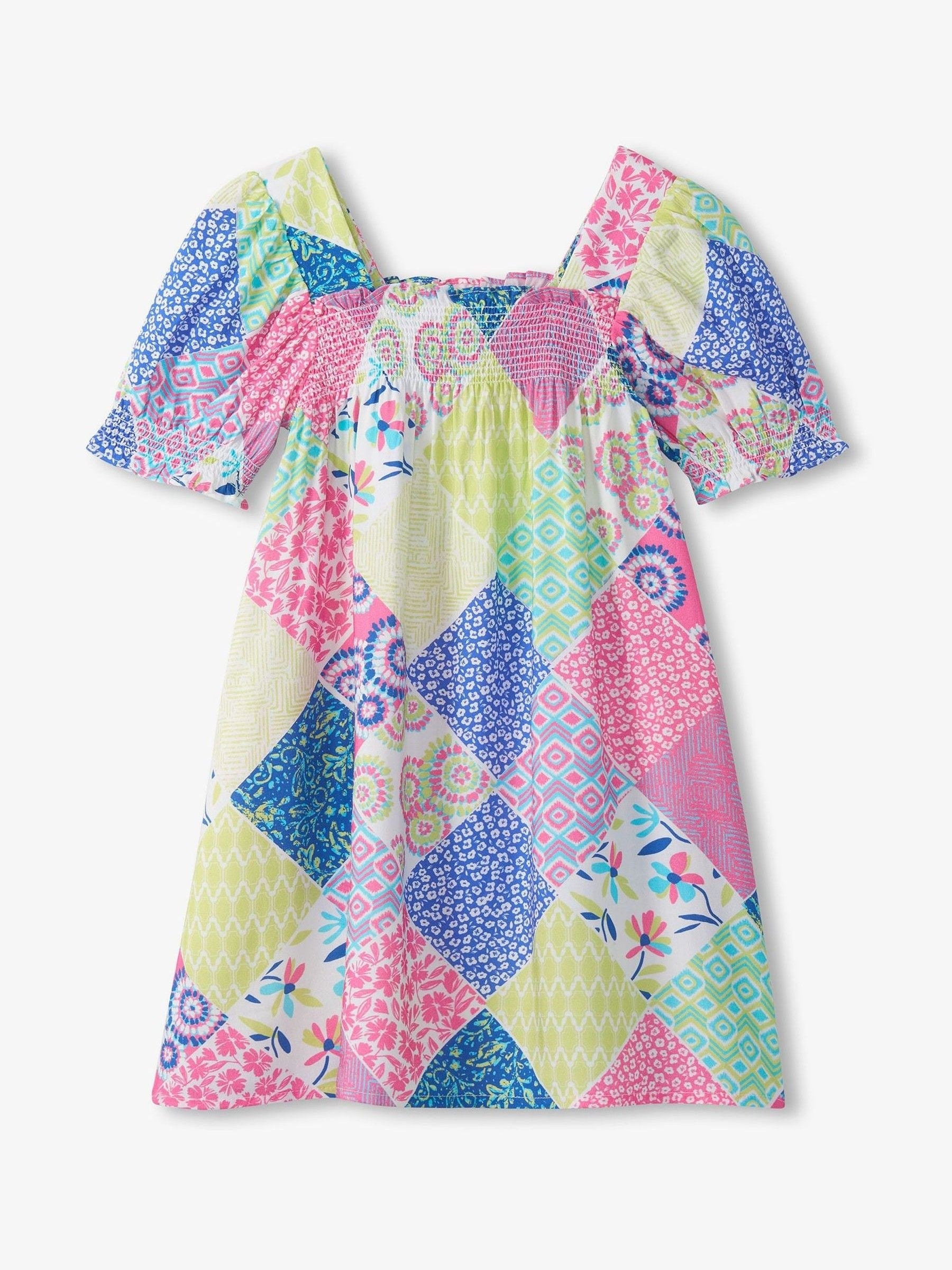 Hatley Pink Mix-Up Patch Work Smocked Dress image 4