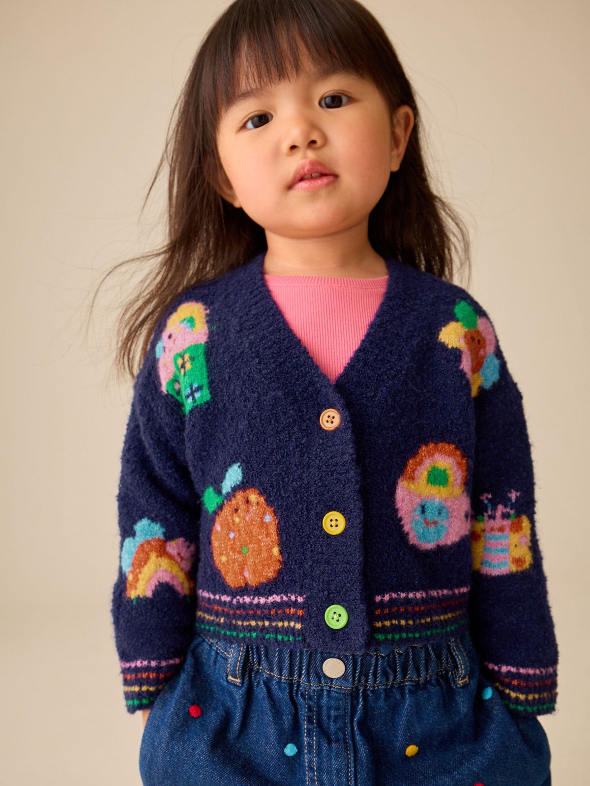 Navy Fun Character V-Neck Cardigan (3mths-7yrs) - image 1
