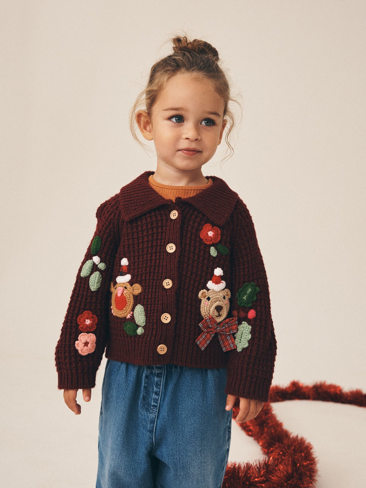 Dsiney Kidz - Berry Robin and Bear embroidered Christmas Cardigan (3mths-7yrs) image 1