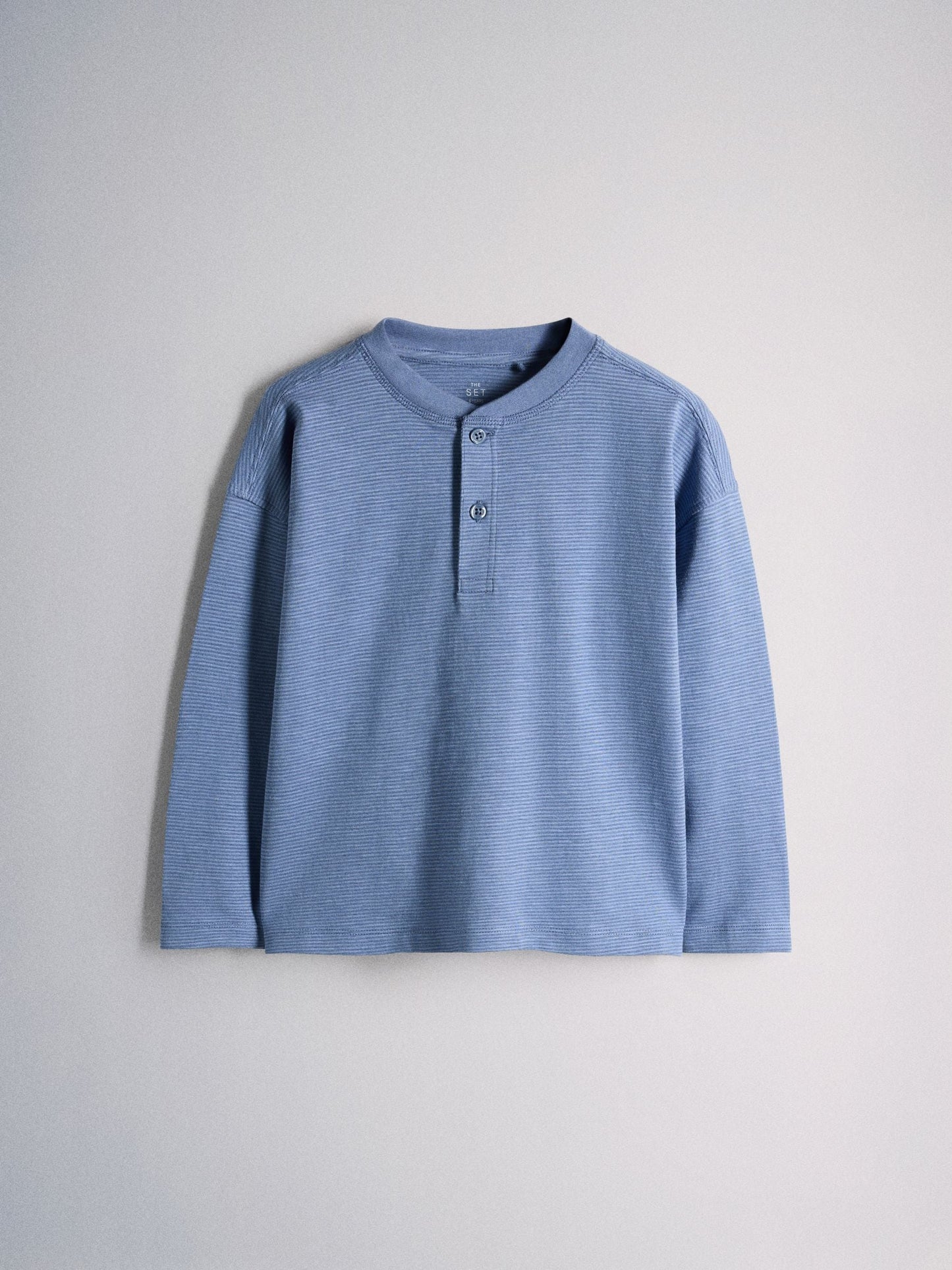 Dsiney Kidz - The Set 4 Pack Textured Stripe Long Sleeve Henley T-Shirts Blue/White/Grey Marl image 8