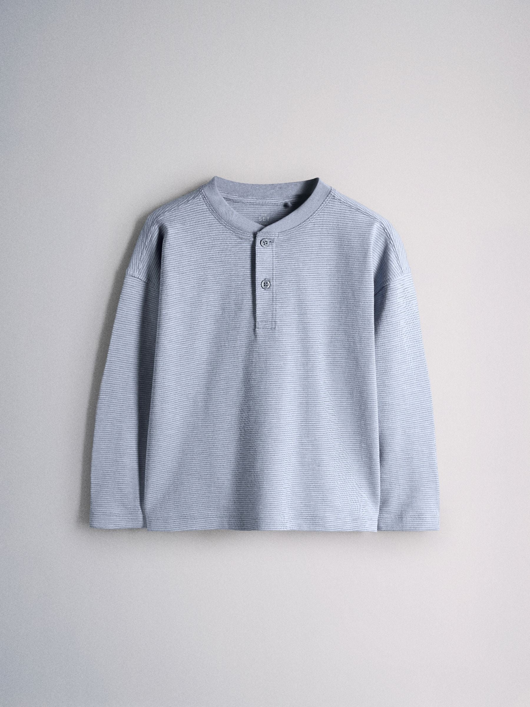 Dsiney Kidz - The Set 4 Pack Textured Stripe Long Sleeve Henley T-Shirts Blue/White/Grey Marl image 9