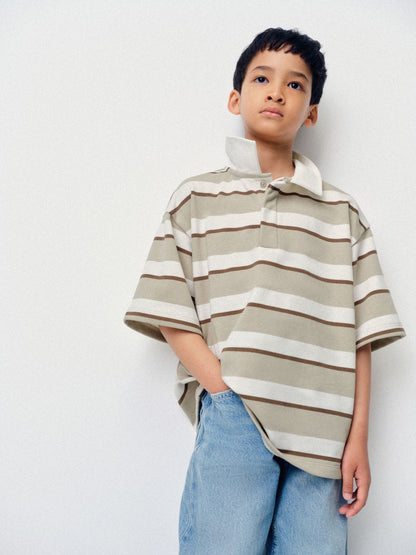 Dsiney Kidz - The Set 3 Pack Relaxed Short Sleeve Rugby Shirts Green/Ecru image 6