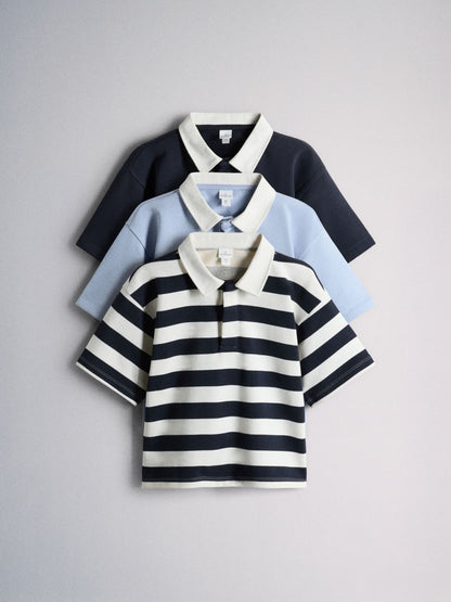 Dsiney Kidz - The Set 3 Pack Relaxed Short Sleeve Rugby Shirts Blue/Grey/Navy image 1