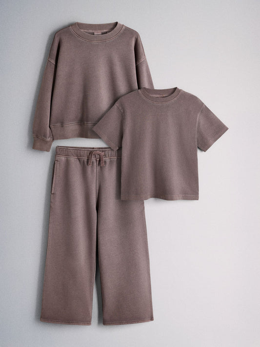 Dsiney Kidz - The Set 3 Piece Washed Heavyweight Jersey Crew Neck Short Sleeve T-Shirt and Joggers Set Purple image 2