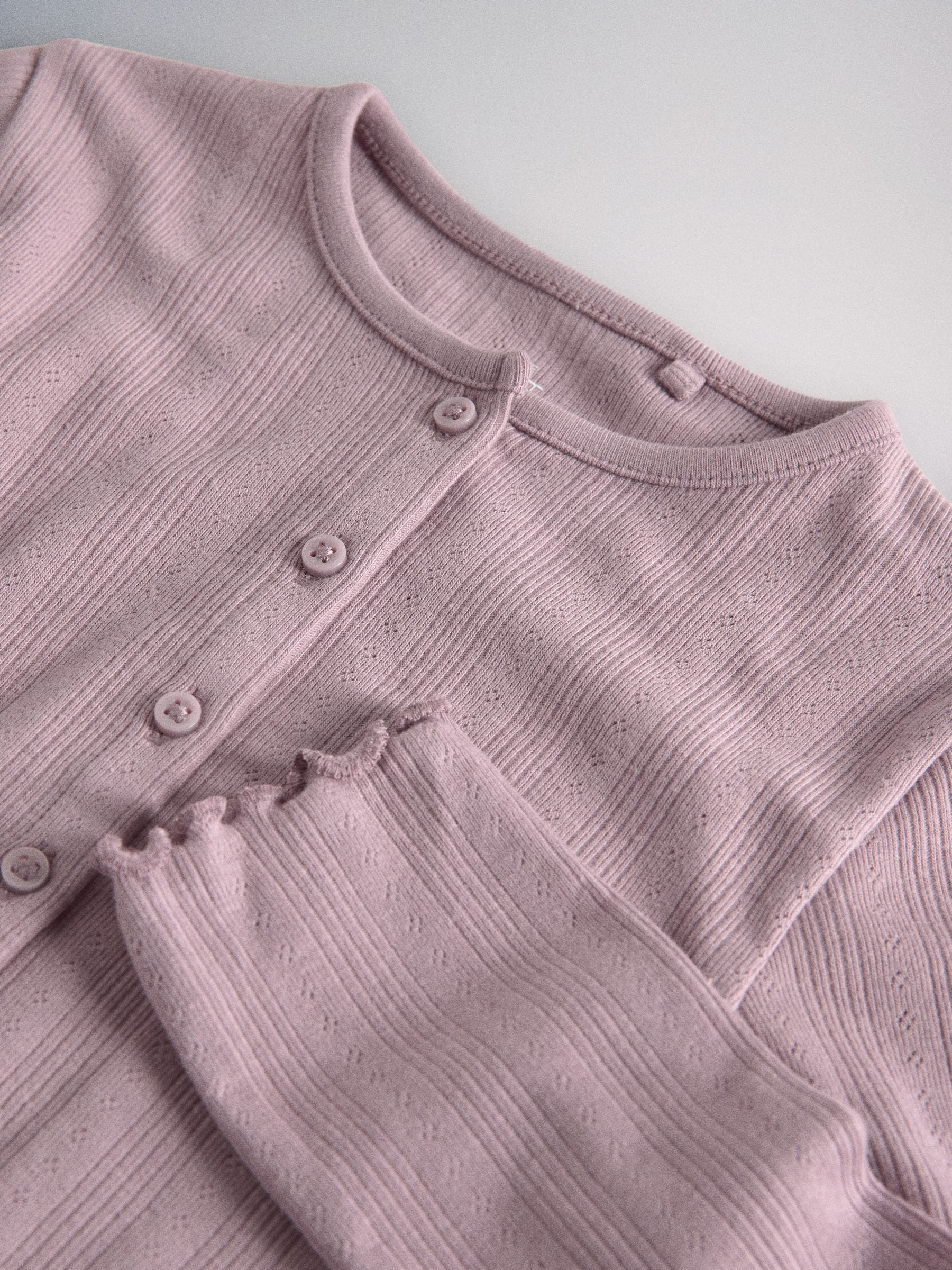 Dsiney Kidz - The Set 3 Pack Jersey Pointelle Long Sleeve Cardigans Purple/Lilac/Cream image 10