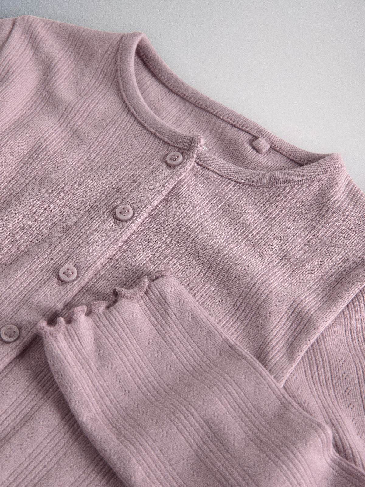 Dsiney Kidz - The Set 3 Pack Jersey Pointelle Long Sleeve Cardigans Purple/Lilac/Cream image 10