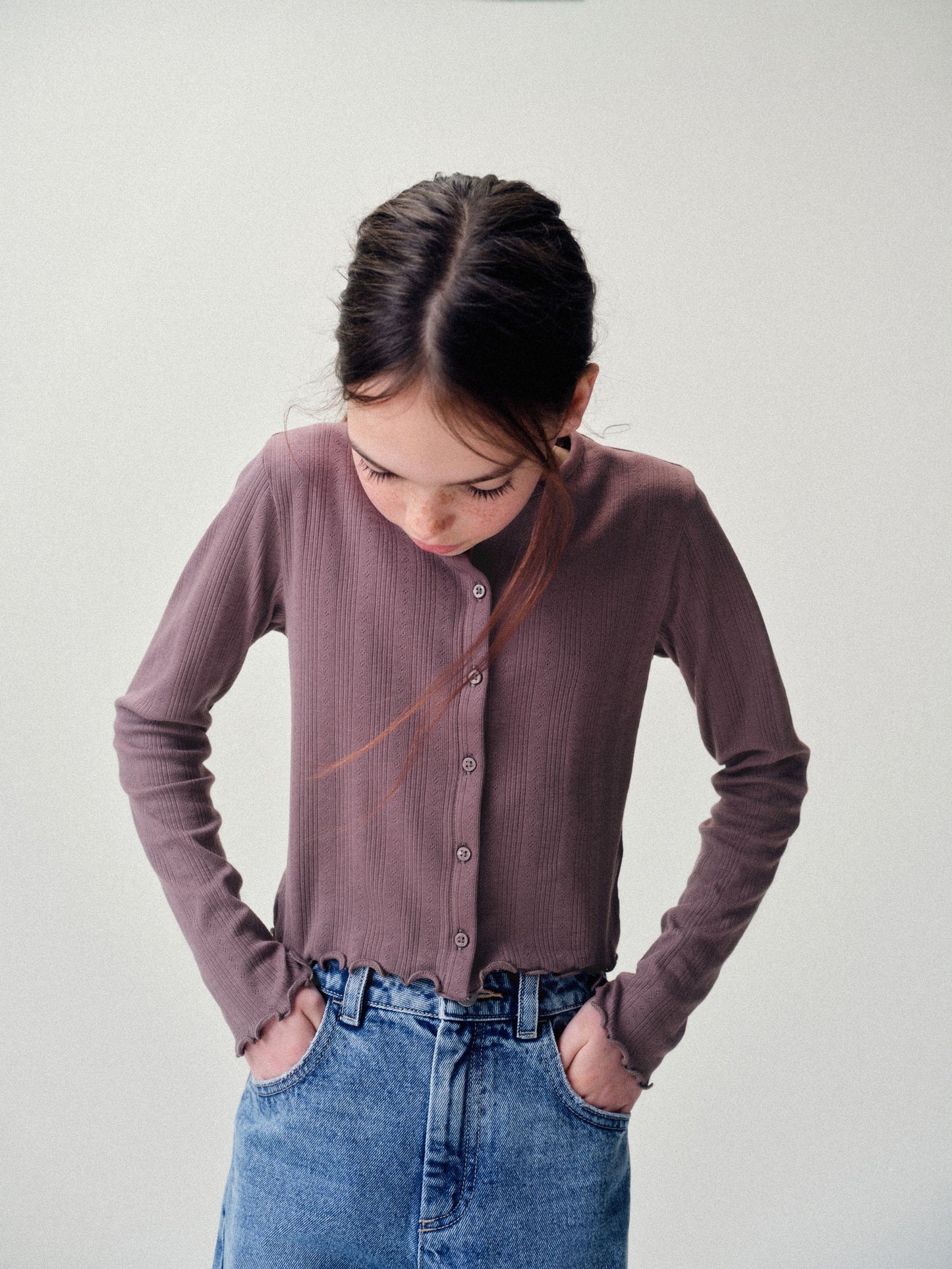 Dsiney Kidz - The Set 3 Pack Jersey Pointelle Long Sleeve Cardigans Purple/Lilac/Cream image 4