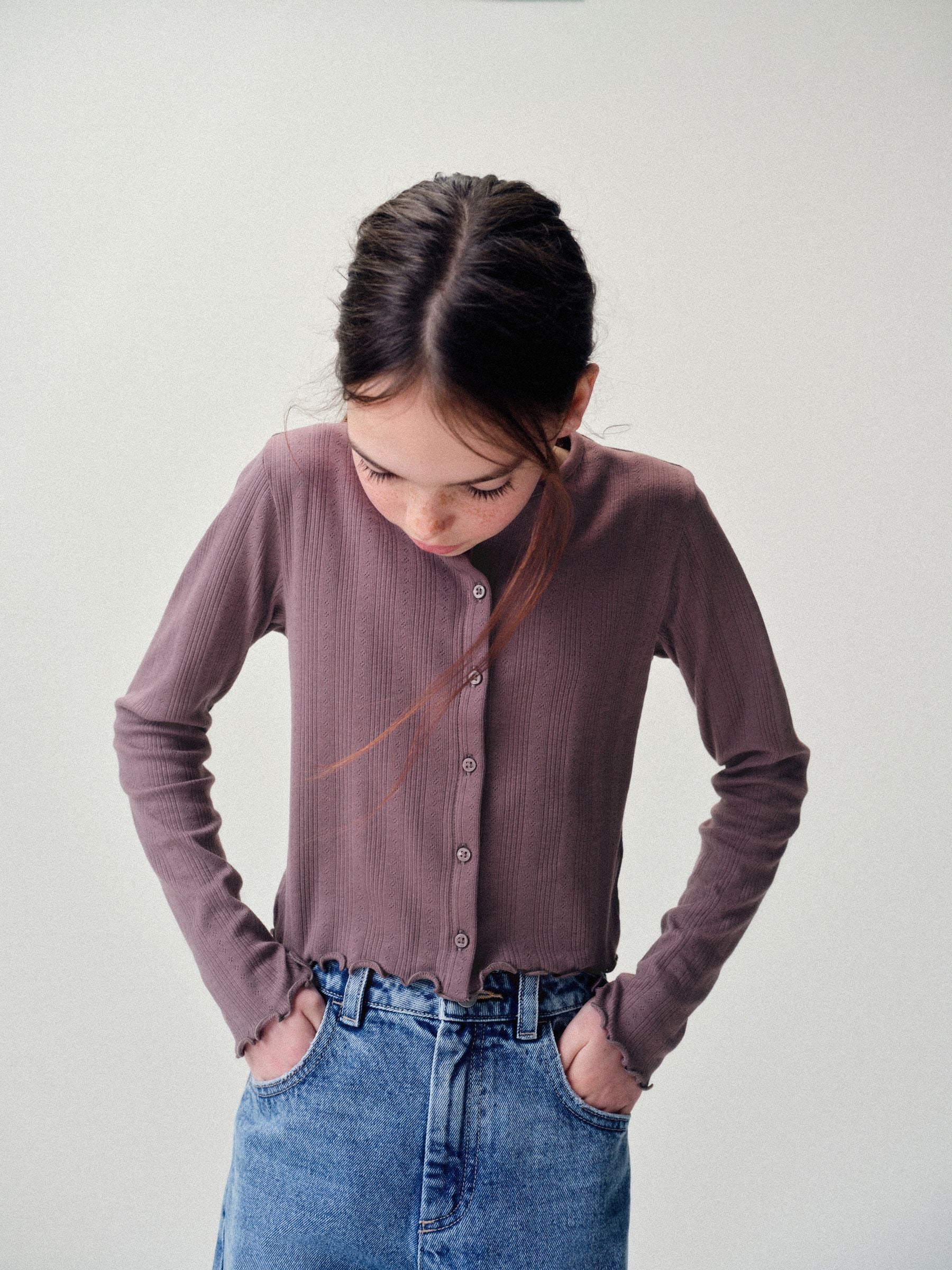 Dsiney Kidz - The Set 3 Pack Jersey Pointelle Long Sleeve Cardigans Purple/Lilac/Cream image 4