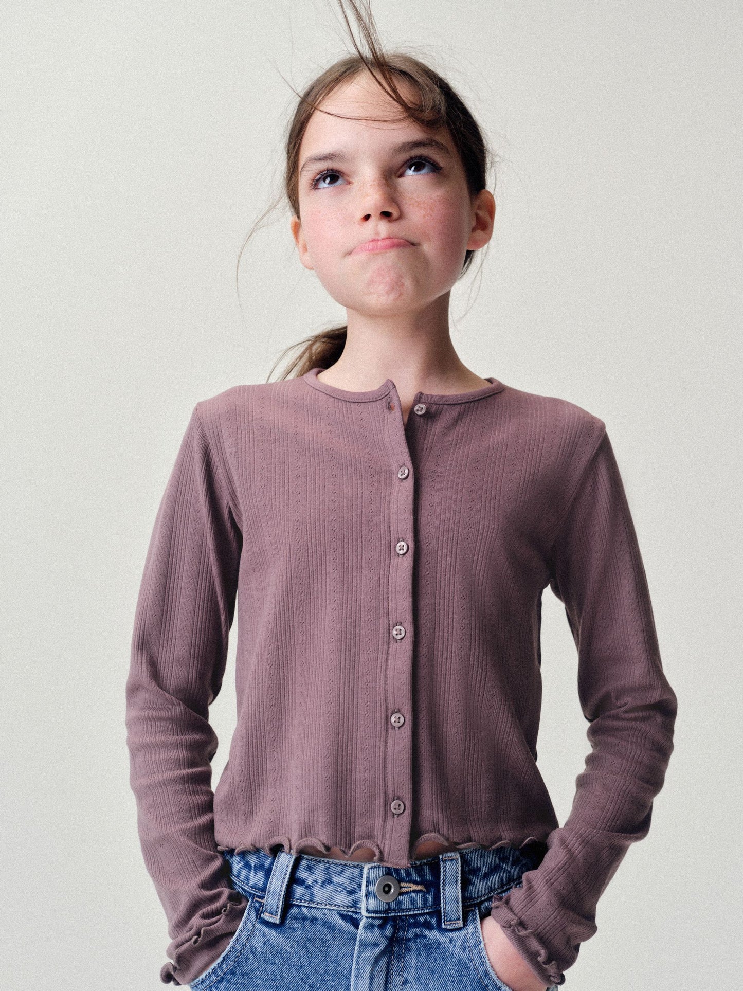 Dsiney Kidz - The Set 3 Pack Jersey Pointelle Long Sleeve Cardigans Purple/Lilac/Cream image 5