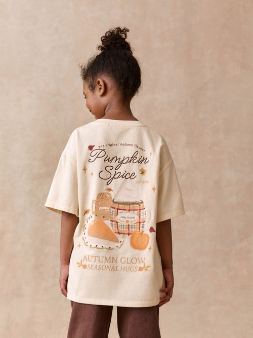 Dsiney Kidz - Ecru Pumpkin Oversized Graphic T-Shirt (3-16yrs) image 1