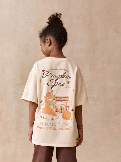 Dsiney Kidz - Ecru Pumpkin Oversized Graphic T-Shirt (3-16yrs) image 1