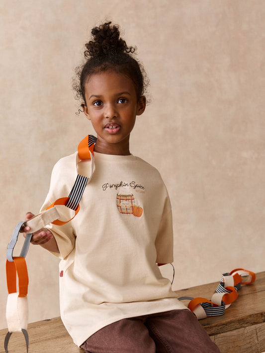 Dsiney Kidz - Ecru Pumpkin Oversized Graphic T-Shirt (3-16yrs) image 2