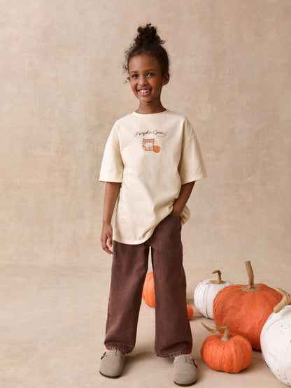 Dsiney Kidz - Ecru Pumpkin Oversized Graphic T-Shirt (3-16yrs) image 3