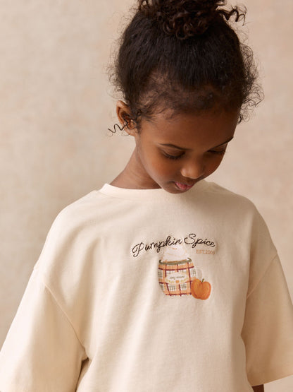 Dsiney Kidz - Ecru Pumpkin Oversized Graphic T-Shirt (3-16yrs) image 4