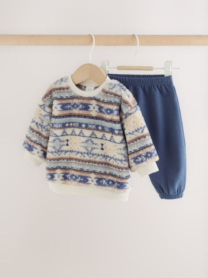 Blue Fairisle Fleece Top and Joggers Baby Set (0mths-2yrs) - image 1