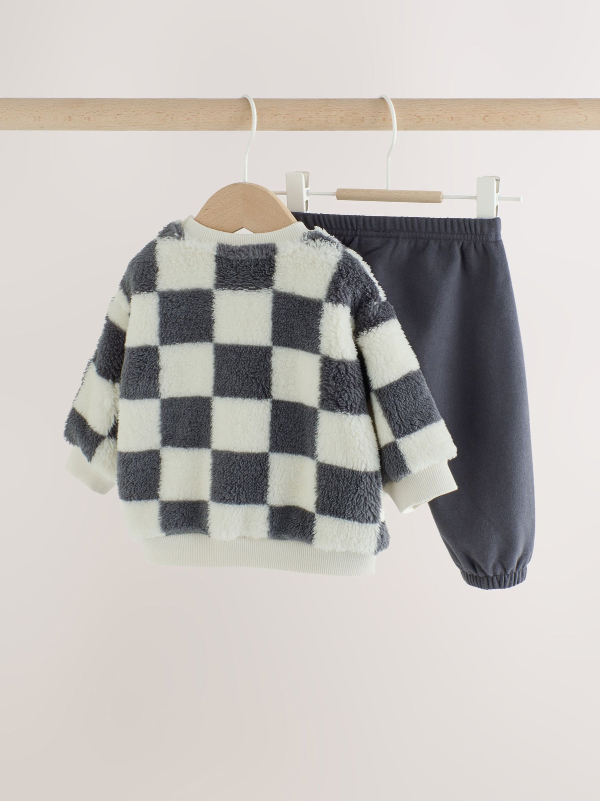 Grey Checkerboard Fleece Top and Joggers Baby Set (0mths-2yrs) - image 2