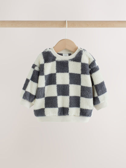 Grey Checkerboard Fleece Top and Joggers Baby Set (0mths-2yrs) - image 3