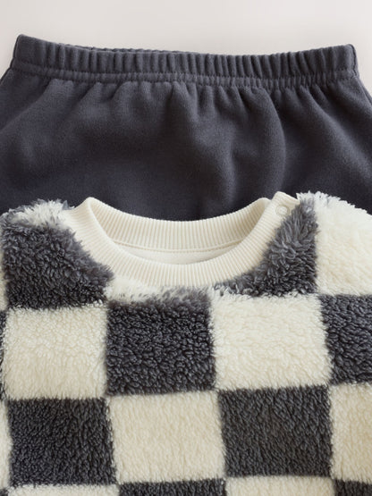 Grey Checkerboard Fleece Top and Joggers Baby Set (0mths-2yrs) - image 7