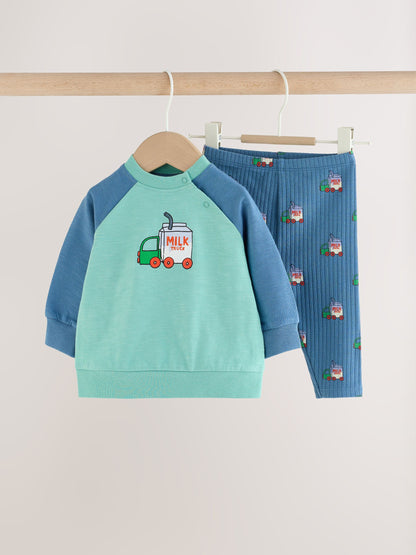 Green Milk Truck Top and Leggings Baby Set (0mths-2yrs) - image 1