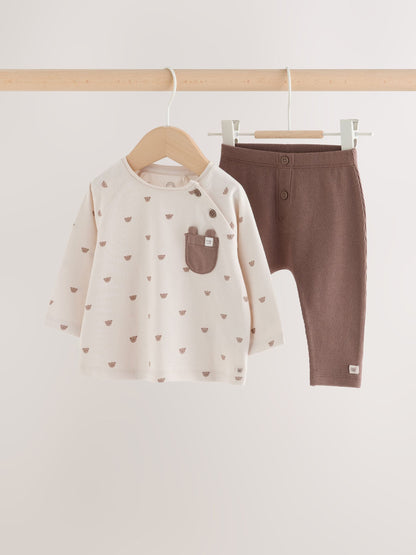Tan Brown Bear Top and Leggings Baby Set (0mths-2yrs) - image 1