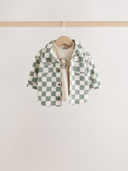 Green Checkerboard Shacket, Top and Trouser Baby 3 Piece Set (0mths-2yrs) - image 3