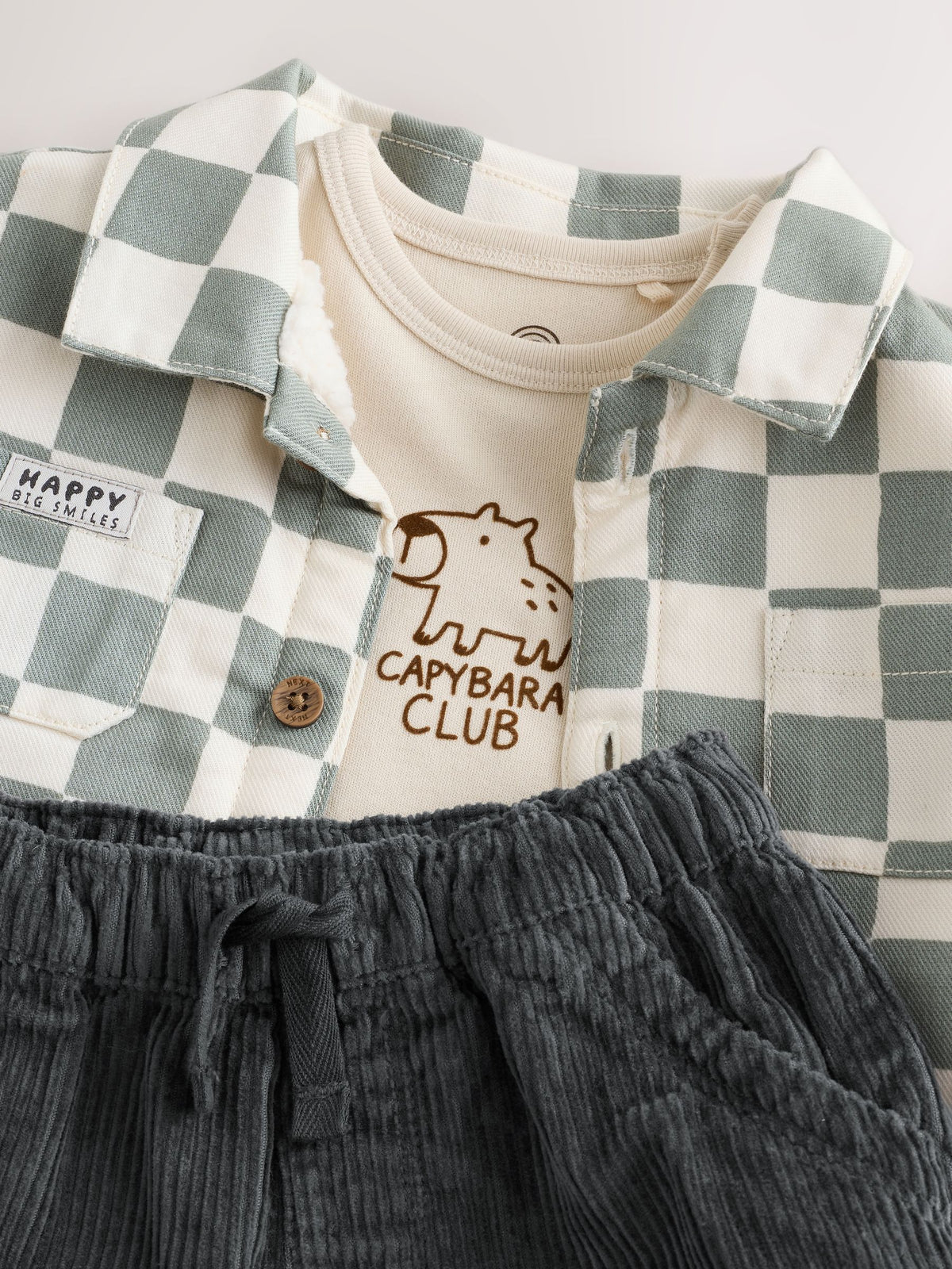 Green Checkerboard Shacket, Top and Trouser Baby 3 Piece Set (0mths-2yrs) - image 8