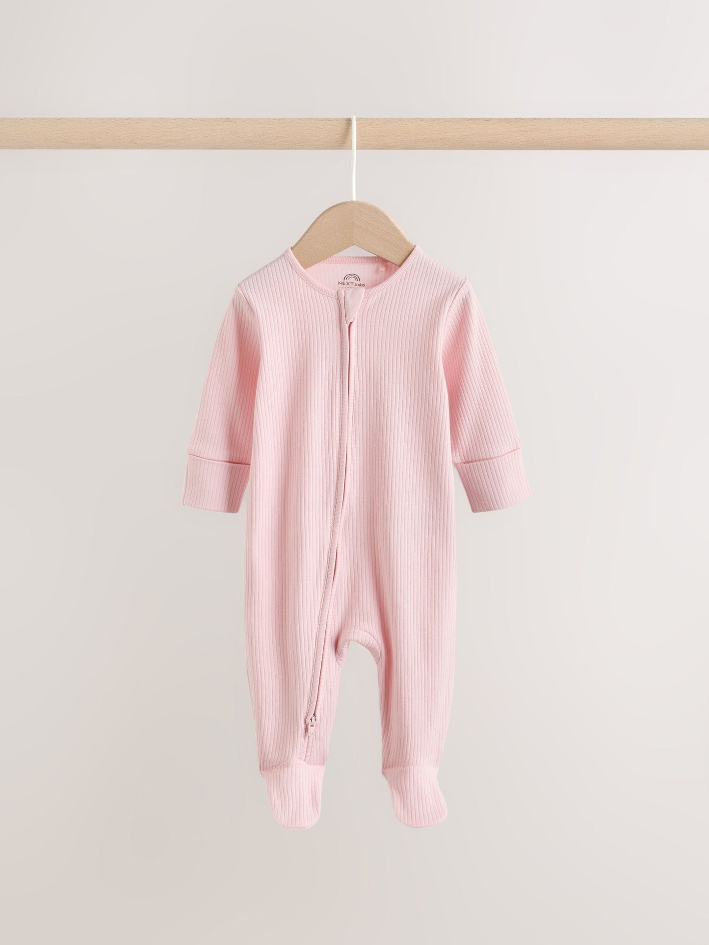 Pink Two Way Zip Baby Sleepsuits 3 Pack (0-2yrs) image 2