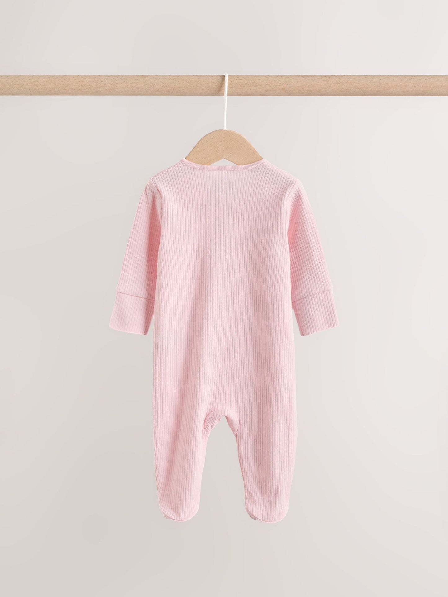 Pink Two Way Zip Baby Sleepsuits 3 Pack (0-2yrs) image 6