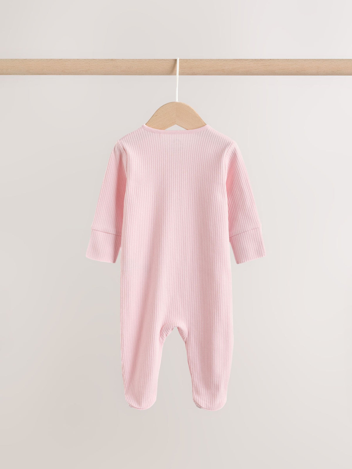 Pink Two Way Zip Baby Sleepsuits 3 Pack (0-2yrs) image 6