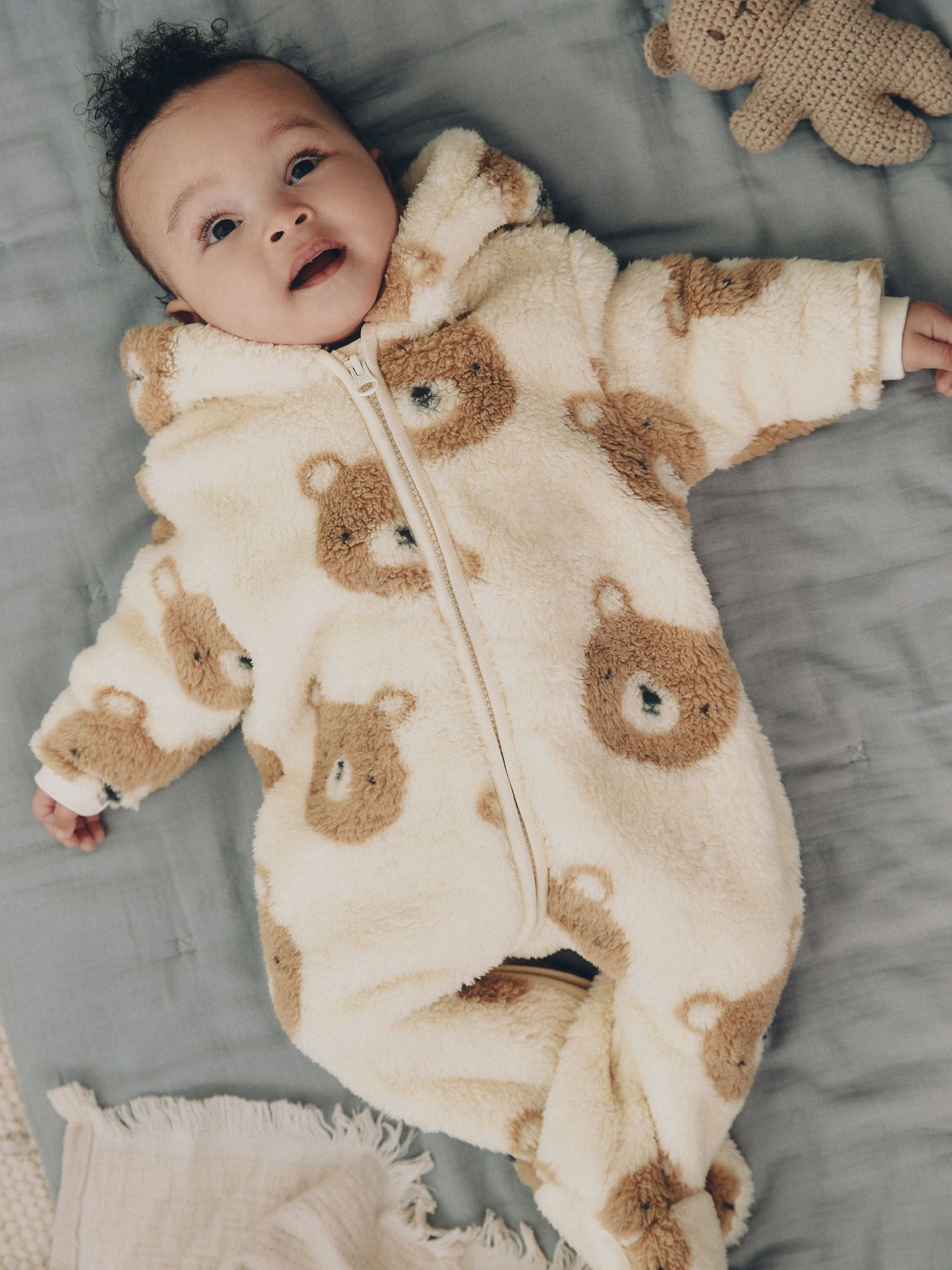 Neutral Bear Fleece Baby Pramsuit (0mths-2yrs) image 1