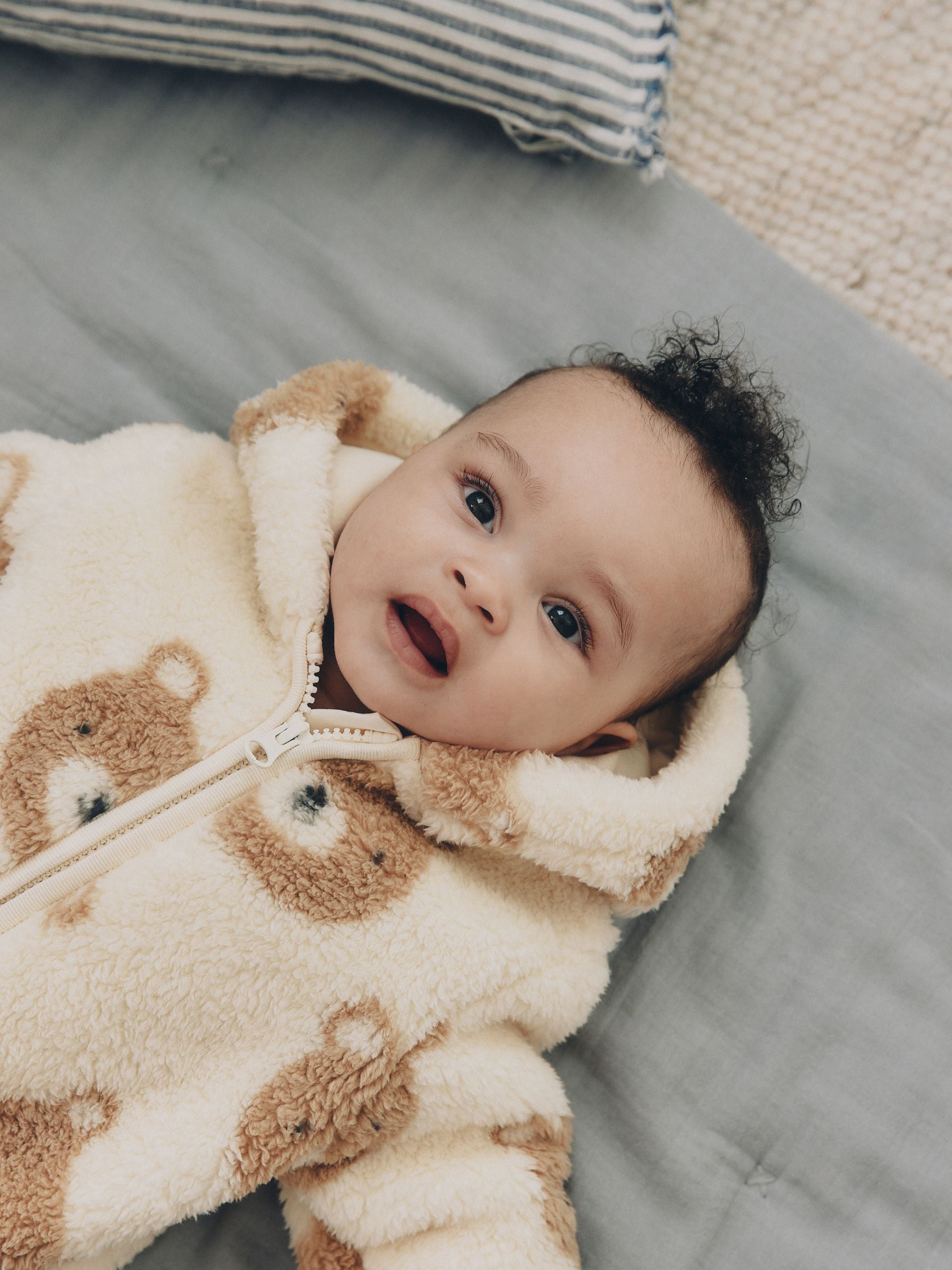 Neutral Bear Fleece Baby Pramsuit (0mths-2yrs) image 2