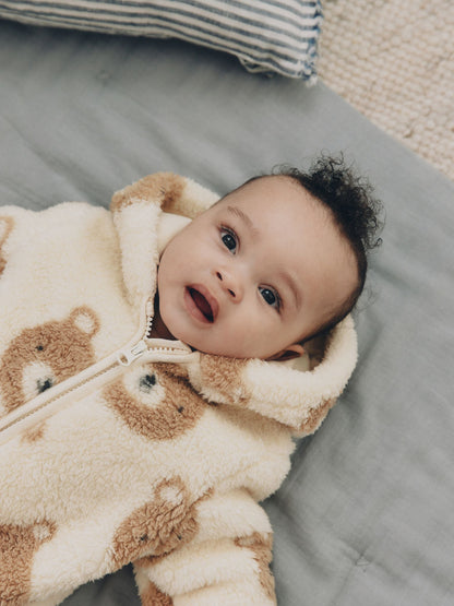 Neutral Bear Fleece Baby Pramsuit (0mths-2yrs) image 2