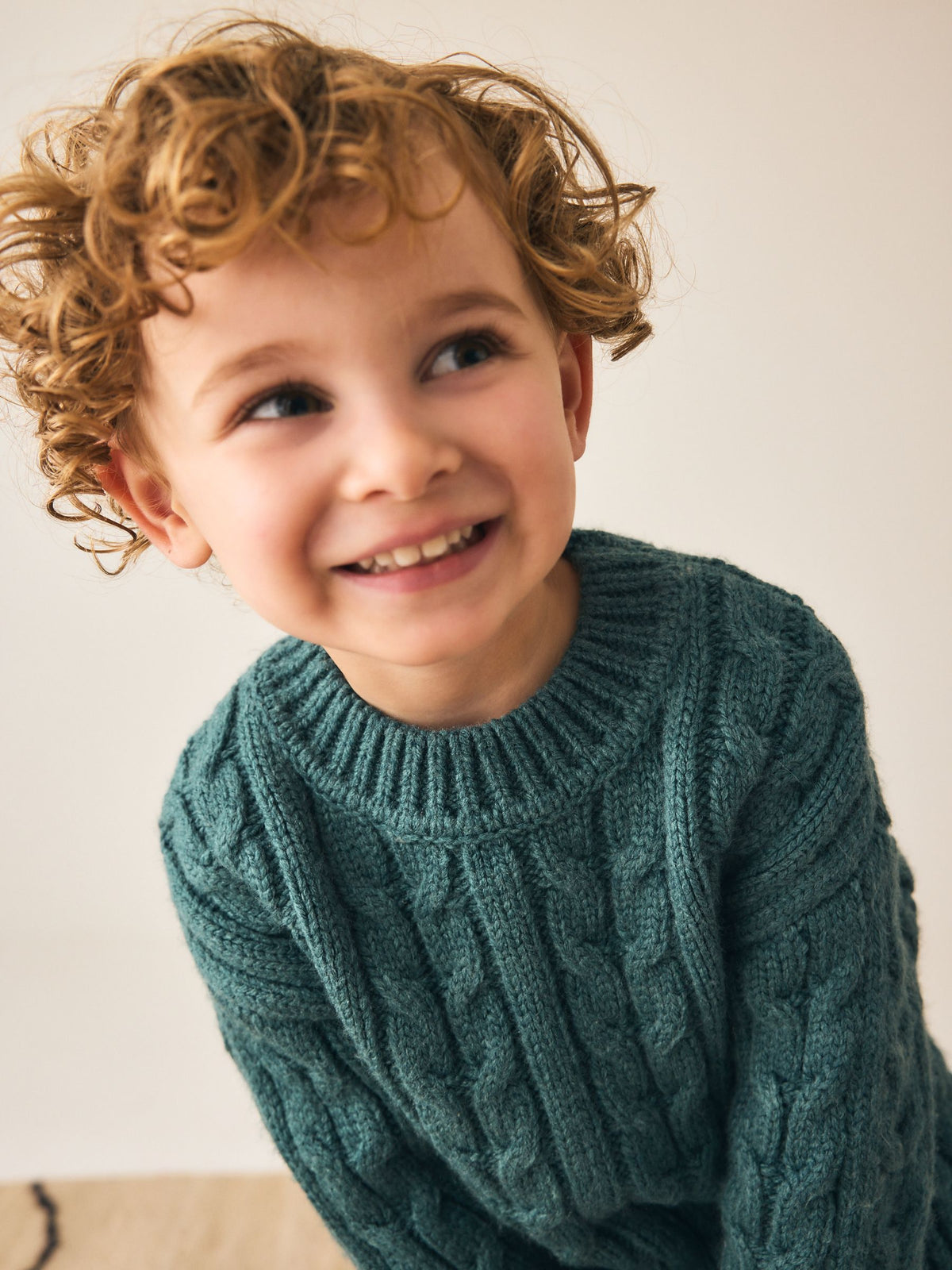 Dsiney Kidz - Dark Teal Blue Cable Knit Crew Neck Jumper (3mths-7yrs) image 4