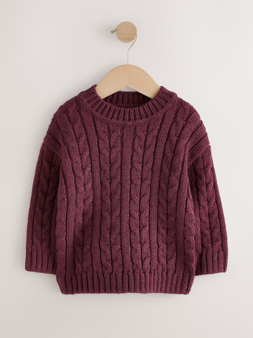 Dsiney Kidz - Plum Purple Cable Knit Crew Neck Jumper (3mths-7yrs) image 1