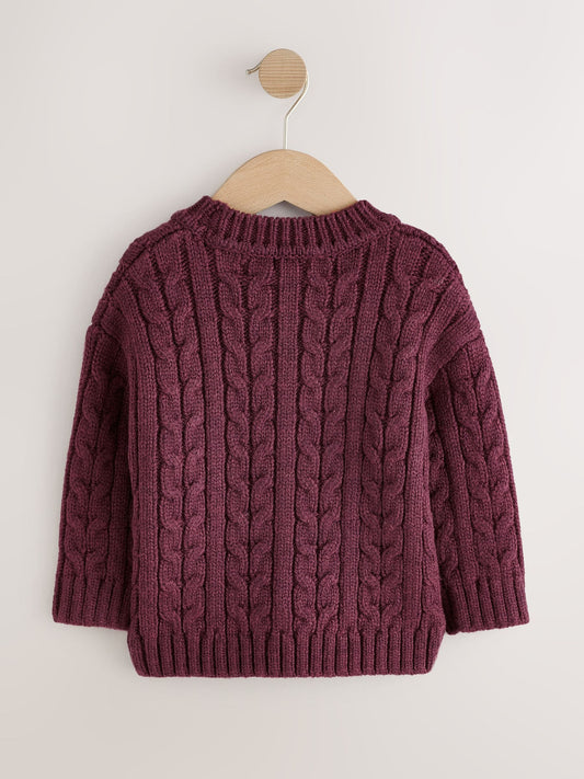 Dsiney Kidz - Plum Purple Cable Knit Crew Neck Jumper (3mths-7yrs) image 2