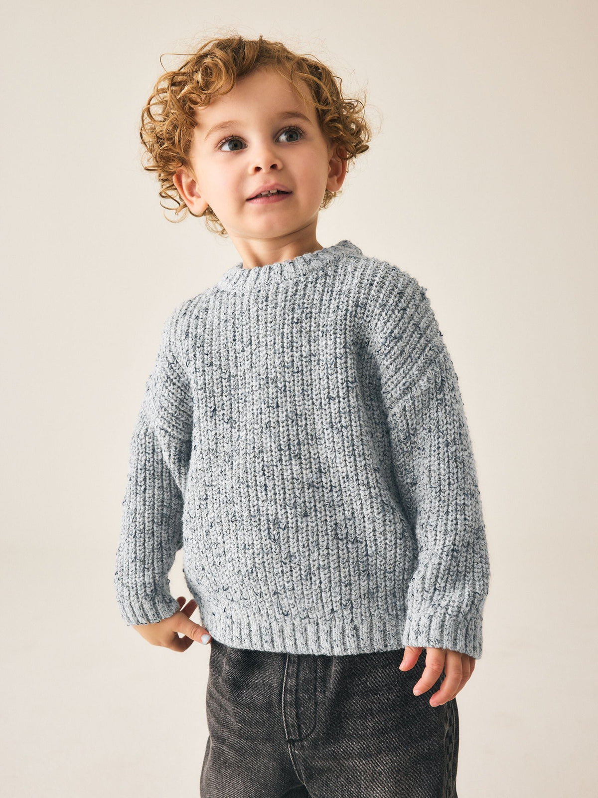 Dsiney Kidz - Grey Twist Knitted Crew Neck Jumper (3mths-7yrs) image 1