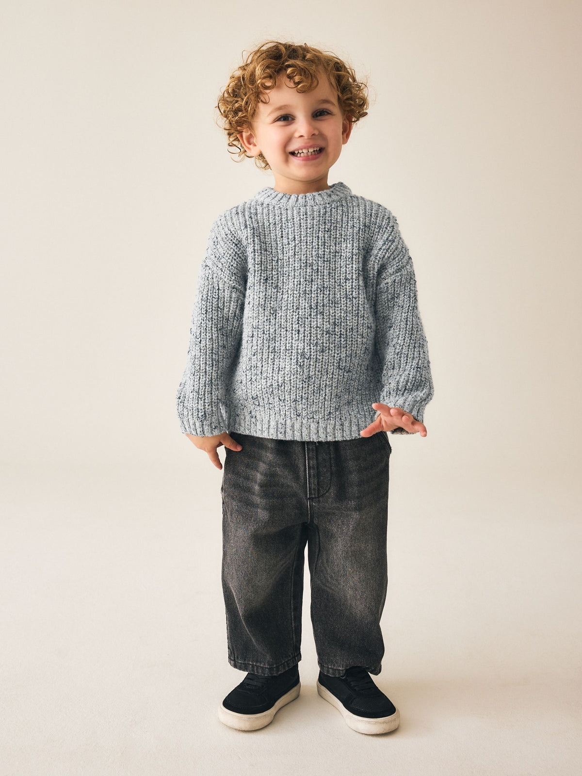 Dsiney Kidz - Grey Twist Knitted Crew Neck Jumper (3mths-7yrs) image 2