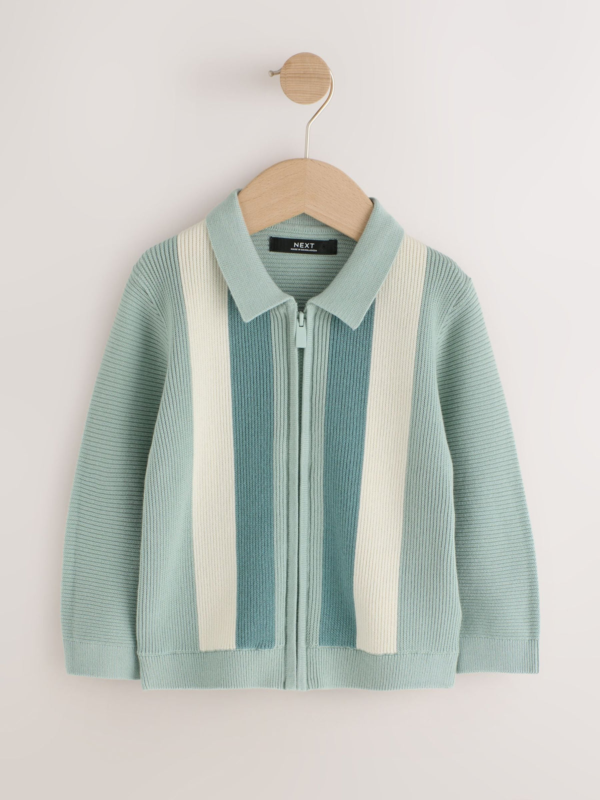 Dsiney Kidz - Blue Stripe Knitted Zip Through Polo Shirt (3mths-7yrs) image 1