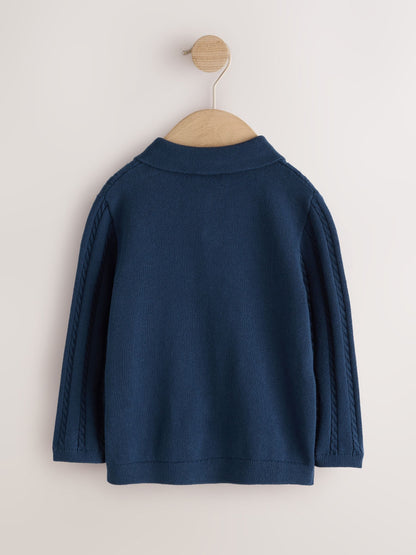 Dsiney Kidz - Navy Cable Knit Polo Shirt (3mths-7yrs) image 2