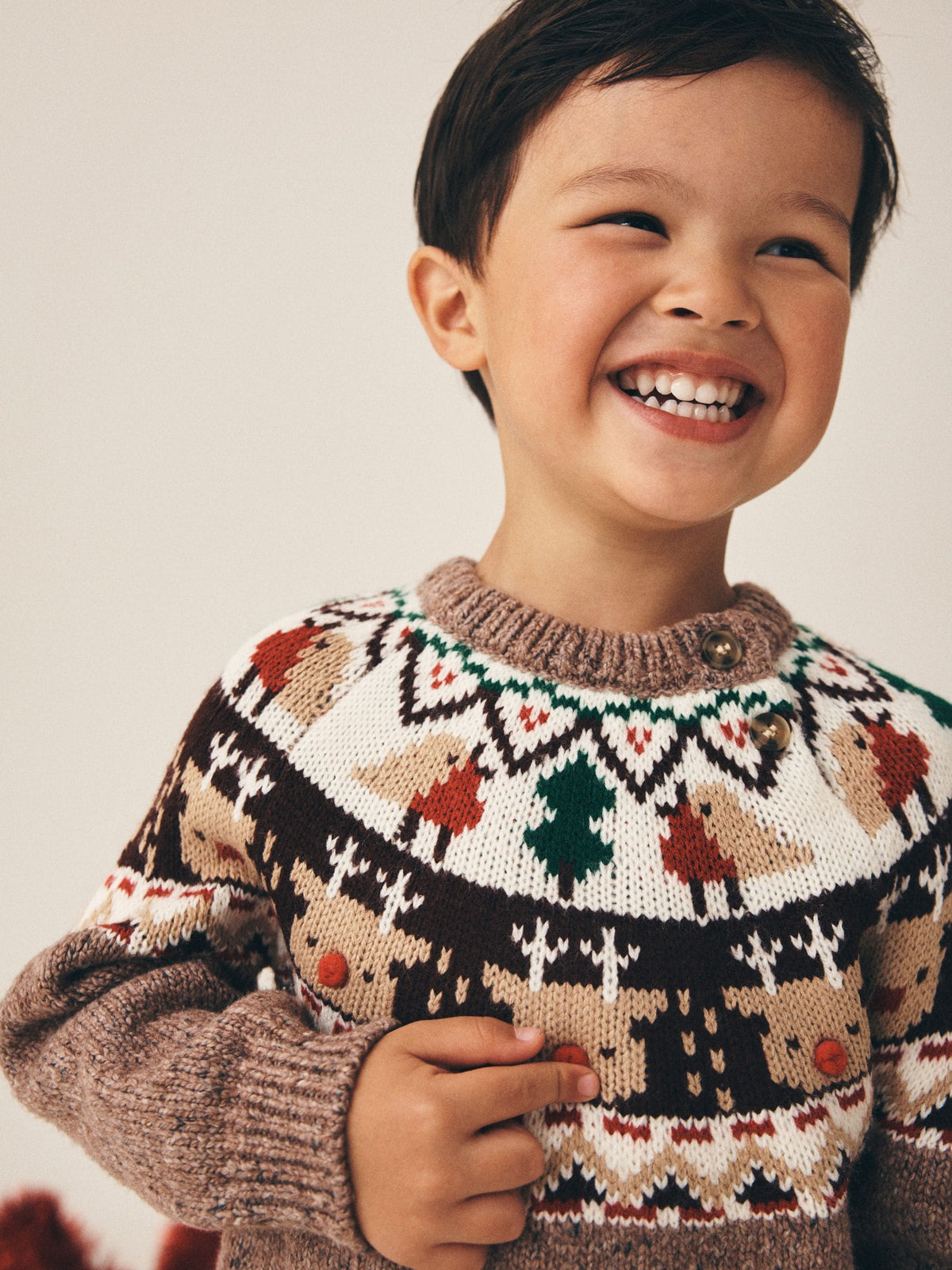 Brown Fairisle Reindeer Christmas Crew Neck Jumper (3mths-7yrs) - image 3