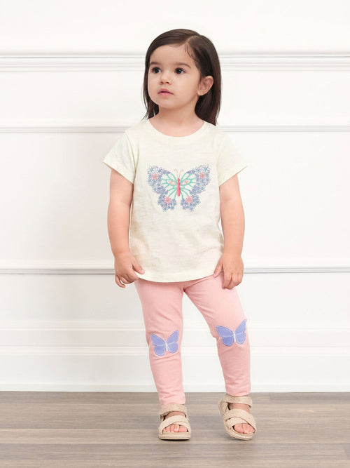 Dsiney Kidz - Hatley Natural Butterfly T-Shirt And Leggings Set image 1