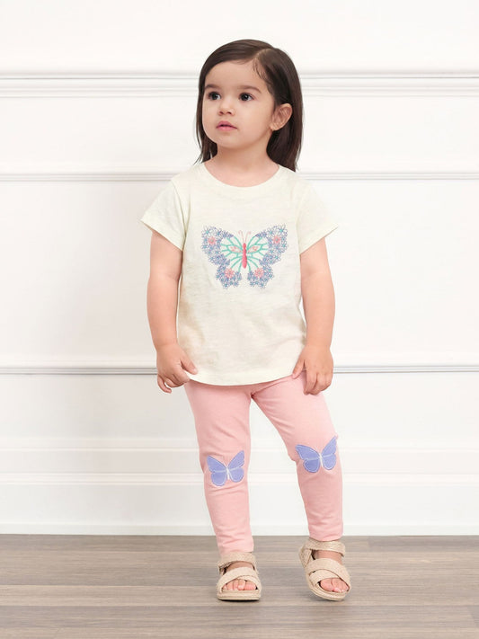 Hatley Natural Butterfly T-Shirt And Leggings Set image 1