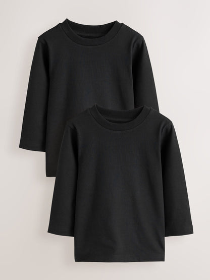Dsiney Kidz - Black Long Sleeve Plain T-Shirts 2 Pack (3mths-7yrs) image 1