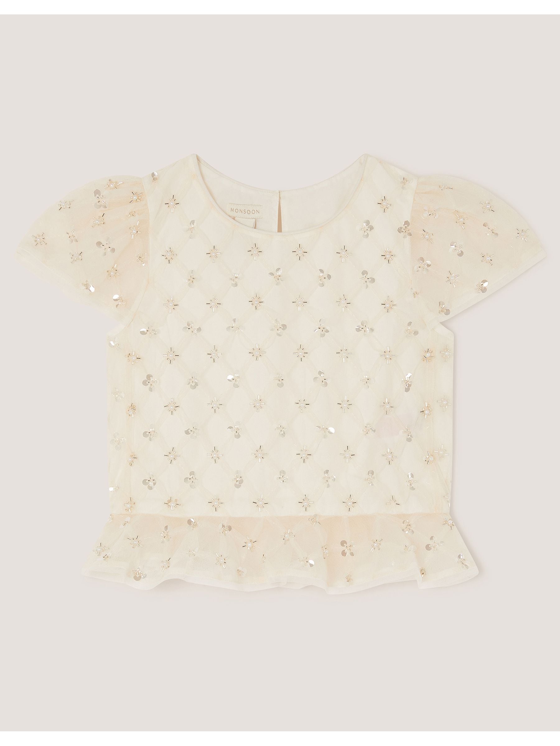 Monsoon White Gracie Embellished Peplum Top image 1