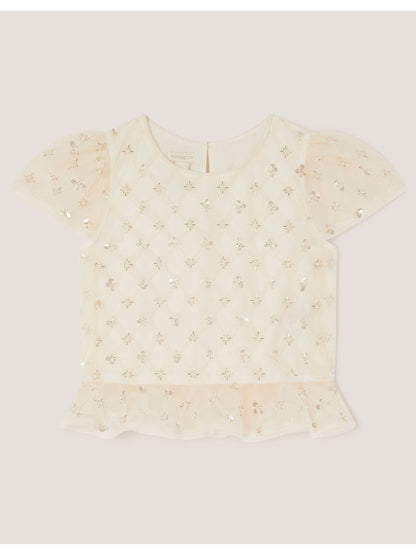 Monsoon White Gracie Embellished Peplum Top image 1