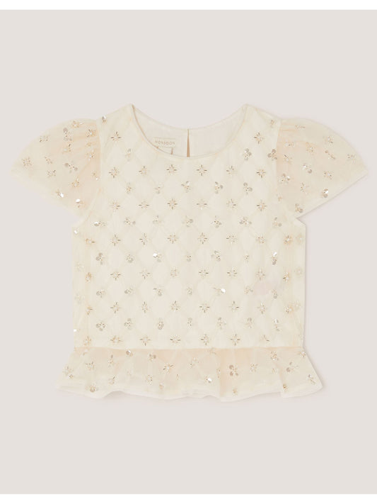 Monsoon White Gracie Embellished Peplum Top image 1