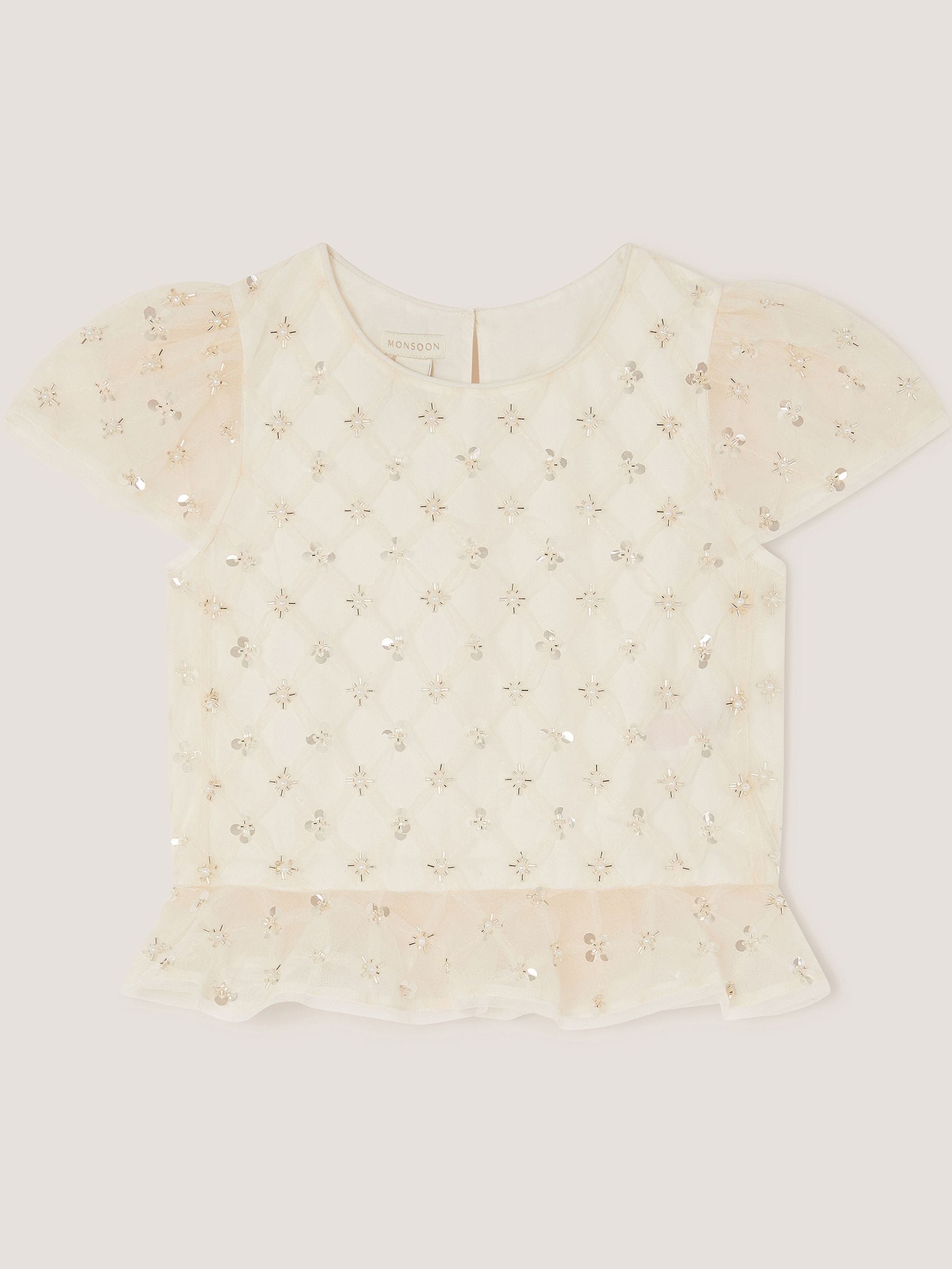 Monsoon White Gracie Embellished Peplum Top image 2