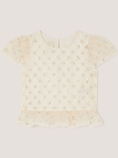 Monsoon White Gracie Embellished Peplum Top image 2