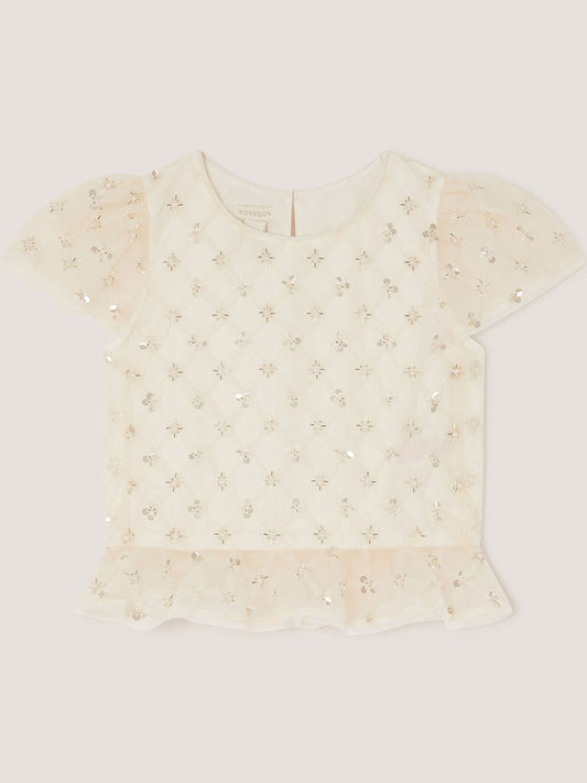 Monsoon White Gracie Embellished Peplum Top image 2