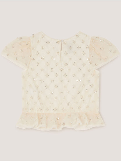 Monsoon White Gracie Embellished Peplum Top image 3